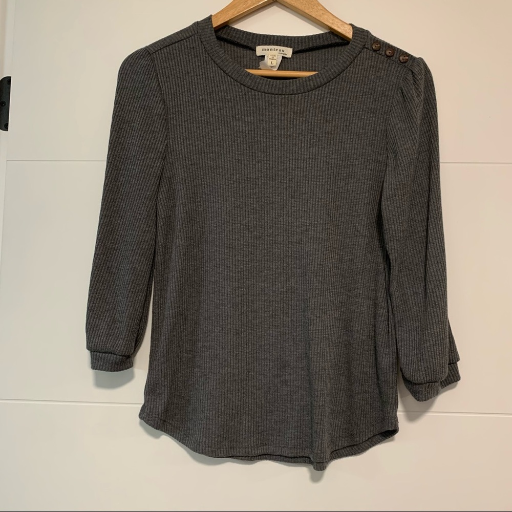 Monteau | 3/4 Sleeve Ribbed Shirt